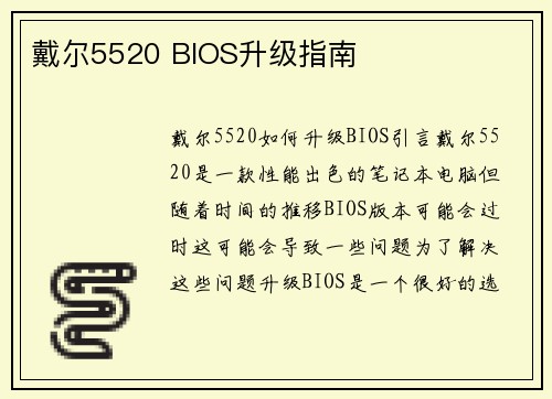 戴尔5520 BIOS升级指南